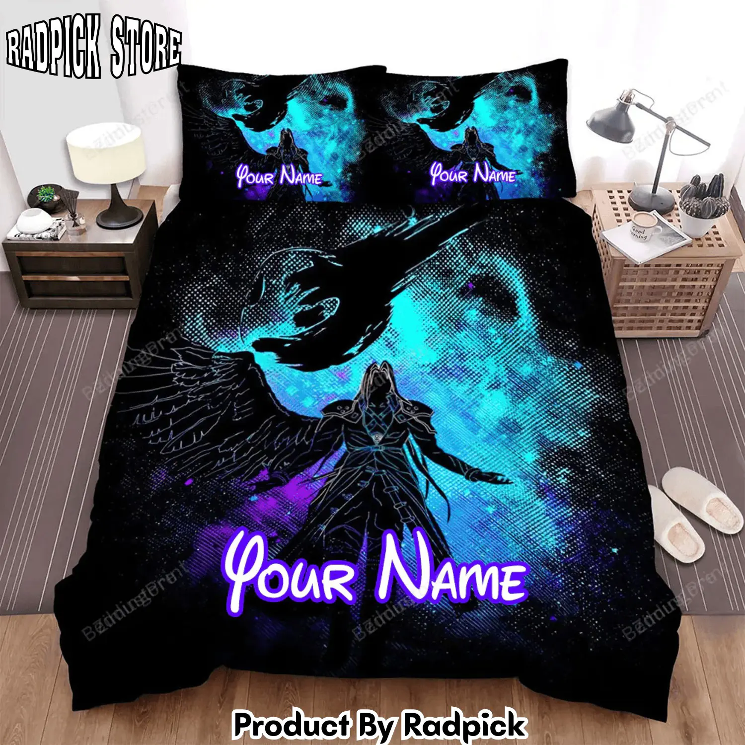 Radpick anime art one winged angel bed sheets duvet cover personalized name bedding sets rp3278768